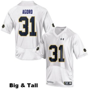 Notre Dame Fighting Irish Men's Temitope Agoro #31 White Under Armour Authentic Stitched Big & Tall College NCAA Football Jersey FNZ0499QK